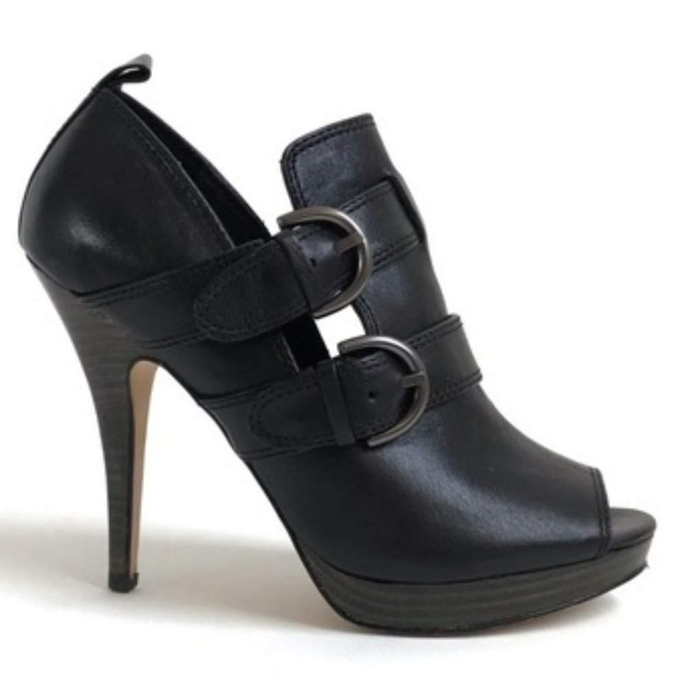 Coach Alexia Platform Peep Toe Booties in Black.  Sz 8B